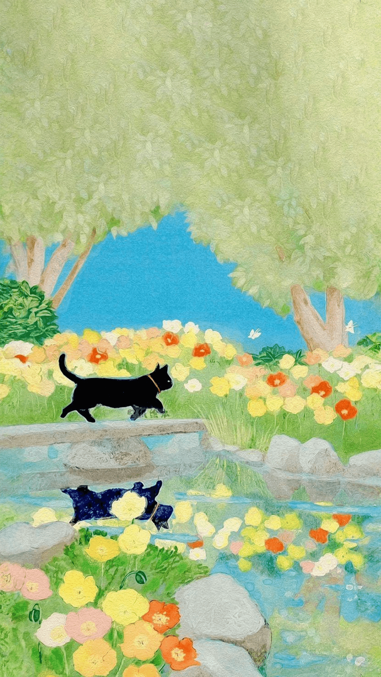 Garden Pond Cat